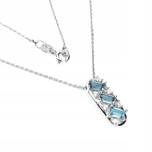 925 Naszyjnik srebrny London Blue topazy naturalne