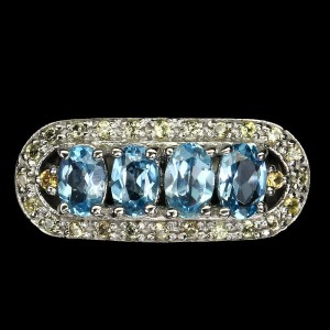 Pierścionek r 14 naturalne szafiry topazy swiss