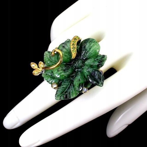 Pierścionek r 15 rubin zoisyt szafiry diopsydy 925