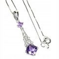 Srebrny naszyjnik naturalne ametysty cyrkonie 18