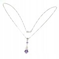 Srebrny naszyjnik naturalne ametysty cyrkonie 18