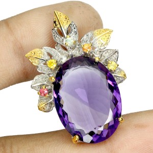 Wisiorek srebro 925 naturalny 17ct ametyst szafiry