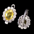925 Kolczyki srebro szafiry żółte cyrkonie 4