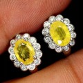 925 Kolczyki srebro szafiry żółte cyrkonie 4