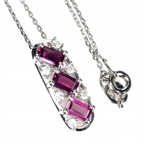 Naszyjnik piękny naturalne rodolity granaty srebro