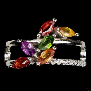 Pierścionek r 16.5 szafiry Songea diopsyd granat