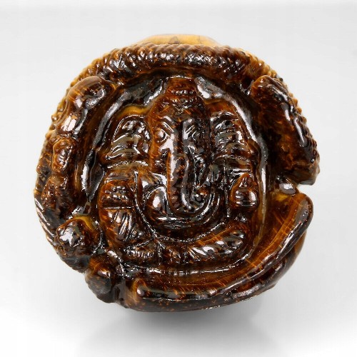 Ganeshi rzeźbione kwarcowe tygrysie oko 82.68ct