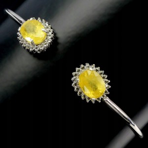 Delikatna srebro bransoletka natural żółte szafiry