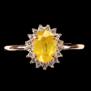 Pierścionek r 14 srebrny naturalny szafir żółty