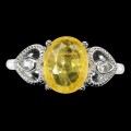 925 Pierścionek r 17 srebrny żółty szafir cyrkonie
