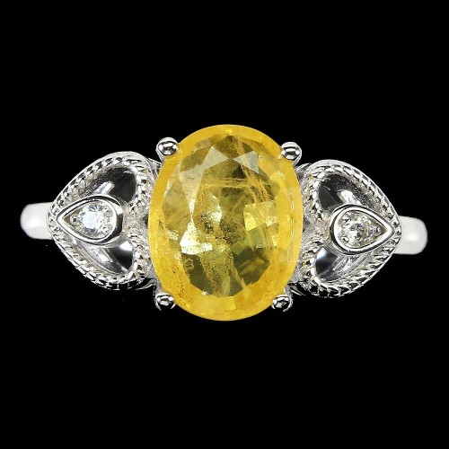 925 Pierścionek r 17 srebrny żółty szafir cyrkonie