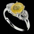 925 Pierścionek r 17 srebrny żółty szafir cyrkonie