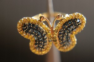 Pierścionek złoty diamenty r 14 motyl certyfikat