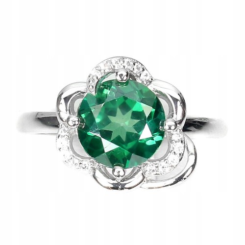 Pierścionek srebrny  zielony topaz r 9.5