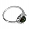 Pierścionek r 11 naturalny opal czarny cyrkonie
