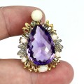 Wisiorek 925 natural 21.42ct ametyst szafiry opale