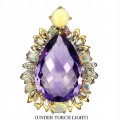 Wisiorek 925 natural 21.42ct ametyst szafiry opale