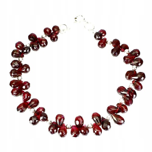 Piękna bransoletka granaty rodolity naturalne 925