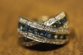 Pierścionek złoty 14k topaz diament r13 certyfikat