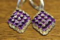 Srebrne kolczyki naturalne ametysty szafiry 3