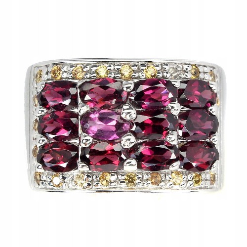 Pierścionek r 17 srebrny granaty szafiry Songea