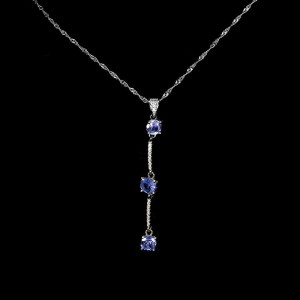 Delikatny naszyjnik 925 natural tanzanity cyrkonie