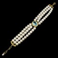 Bransoletka natural topaz sky blue perły cyrkonie