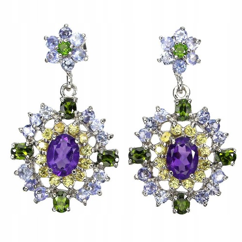 925 Kolczyki ametysty szafiry tanzanity diopsydy 4