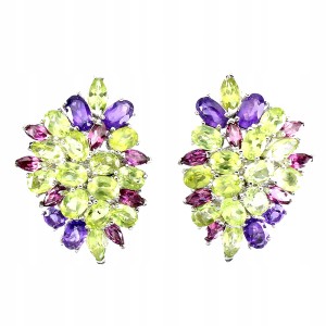 Kolczyki 925 naturalne oliwiny ametysty granaty 4