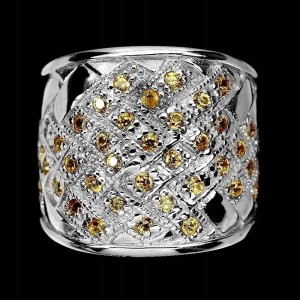 Pierścionek 925 szafiry Songea pomarańczowe r 13