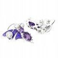Kolczyki motyle naturalne ametysty cyrkonie 925 4