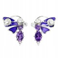 Kolczyki motyle naturalne ametysty cyrkonie 925 4