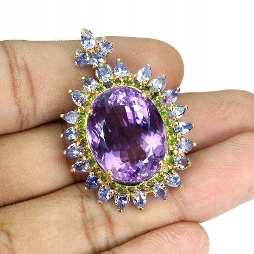 Wisiorek broszka natural 29.54ct ametyst tanzanity