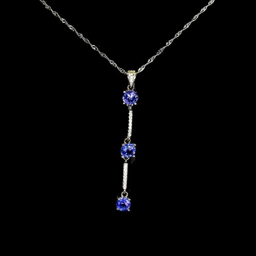 925 Delikatny naszyjnik natural tanzanity cyrkonie