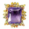Srebrna broszka naturalny 32.18ct ametyst szafiry