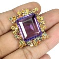 Srebrna broszka naturalny 32.18ct ametyst szafiry