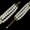 Bransoletka sky blue topaz natural perły cyrkonie