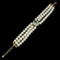 Bransoletka sky blue topaz natural perły cyrkonie