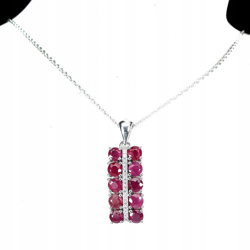 Naszyjnik srebrny 925 naturalne rubiny delikatny16
