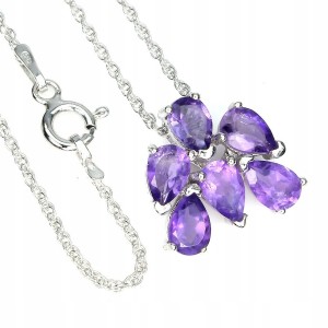Delikatny 925 srebrny naszyjnik naturalne ametysty