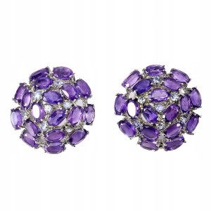 Srebrne kolczyki naturalne ametysty tanzanity 3