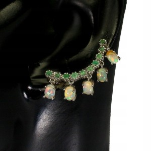 Kolczyki srebro opale ogniste szmaragdy natural 3