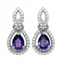 Delikatne kolczyki 4 naturalne ametysty cyrkonie