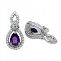Delikatne kolczyki 4 naturalne ametysty cyrkonie