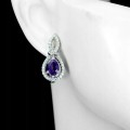 Delikatne kolczyki 4 naturalne ametysty cyrkonie