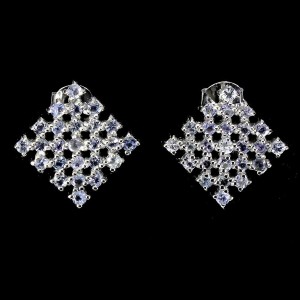 925 Srebrne kolczyki natural tanzanity delikatne 4