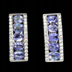 Srebrne kolczyki natural tanzanity cyrkonie 925 4