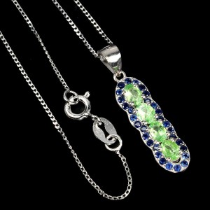 925 Srebro naszyjnik szafiry niebieskie tsaworyty