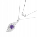 Delikatny naszyjnik naturalny ametyst cyrkonie 925