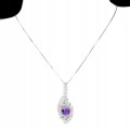 Delikatny naszyjnik naturalny ametyst cyrkonie 925